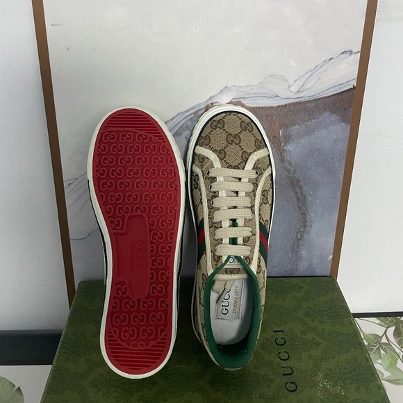 Gucci Shoes Gucci Tennis 977 Gg Guccissima Logo  Stripe Canvas Flat Sneakers Shoes Poshmark